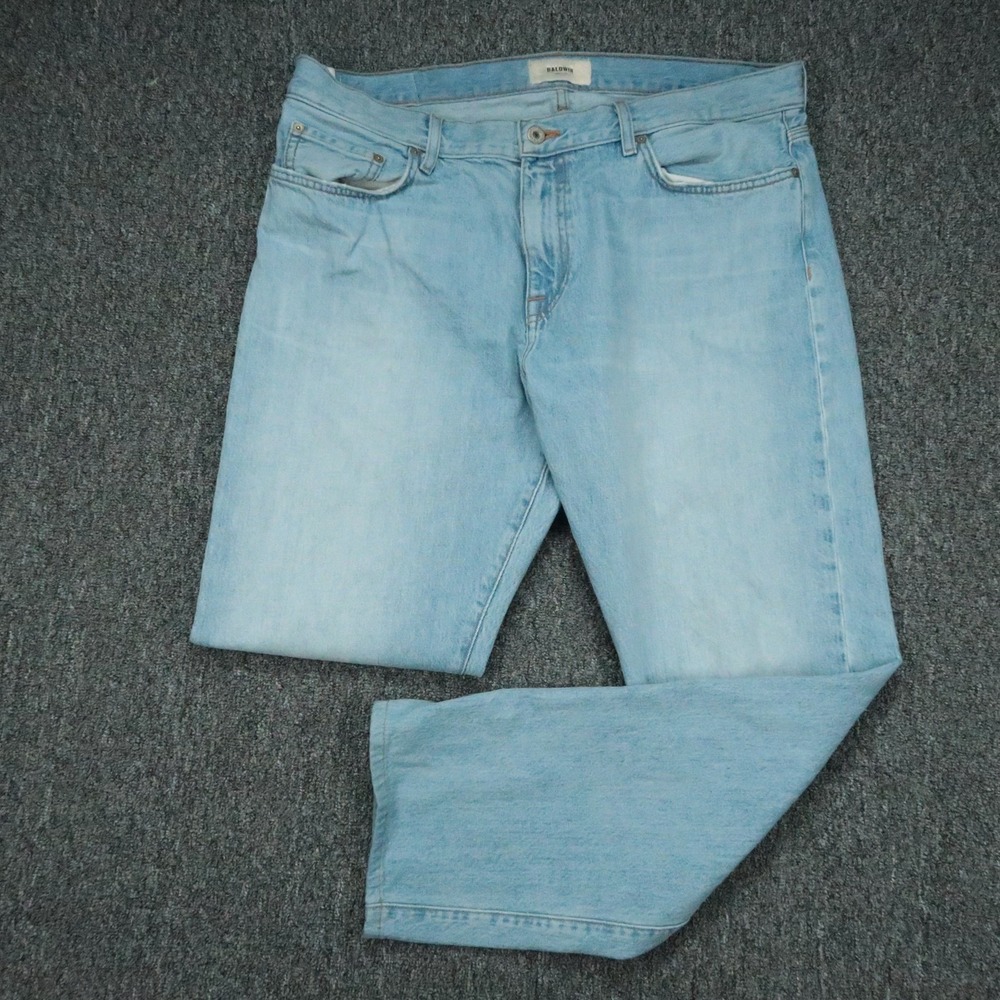 Baldwin Jeans Mens 36x30 Blue Henley Slim Straight Light Wash Kansas City #330